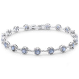 Sterling Silver Elegant Round Tanzanite Bracelet-7.5inches