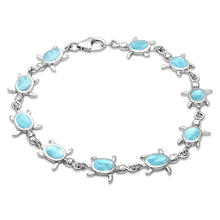 Load image into Gallery viewer, Sterling Silver Natural Larimar Turle Bracelet-7.5inches