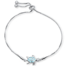 Load image into Gallery viewer, Sterling Silver Natural Larimar Turtle Adjustable Toggle Bola Bracelet-7.5inches