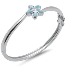 Load image into Gallery viewer, Sterling Silver Natural Larimar Flower Bangle