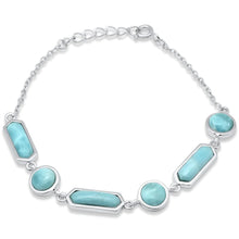 Load image into Gallery viewer, Sterling Silver Natural Larimar Round and Oval Pattern Adjustable Bracelet