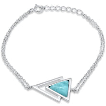 Load image into Gallery viewer, Sterling Silver Triangle Shape Natural Larimar Adjustable Bracelet