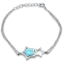 Load image into Gallery viewer, Sterling Silver Natural Larimar Star Shaped Adjustable Bracelet