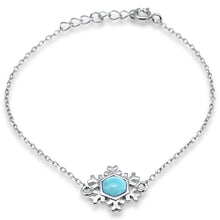 Load image into Gallery viewer, Sterling Silver Natural Larimar Snowflake Adjustable Bracelet