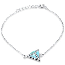 Load image into Gallery viewer, Sterling Silver Triangle Natural Larimar Adjustable Bracelet