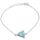 Sterling Silver Triangle Natural Larimar Adjustable Bracelet