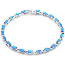 Load image into Gallery viewer, Sterling Silver Oval Blue Opal Silver Bracelet Sterling SilverAndWidth 3mm