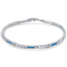 Load image into Gallery viewer, Sterling Silver Blue Opal Greek Key Bracelet