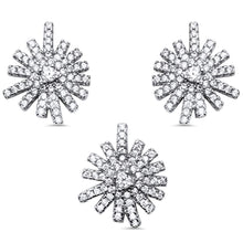 Load image into Gallery viewer, Sterling Silver Cubic Zirconia Starbust Stud Style Earrings