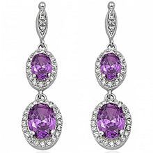 Load image into Gallery viewer, Sterling Silver Amethyst and Cubic Zirconia Earrings