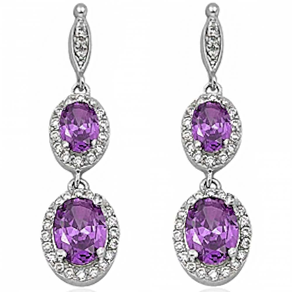 Sterling Silver Amethyst and Cubic Zirconia Earrings