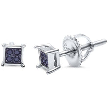 Load image into Gallery viewer, Sterling Silver Square Black Onyx Stud EarringsAnd Thickness 4mm