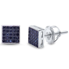 Load image into Gallery viewer, Sterling Silver Square Black Onyx Micro Pave Earrings And Thickness 6mm