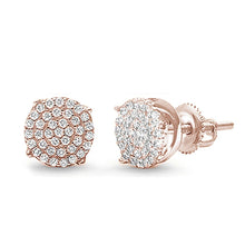 Load image into Gallery viewer, Sterling Silver Rose Gold Plated Round Micro Pave Earrings