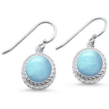 Sterling Silver Oval Natural Larimar Design Earrings