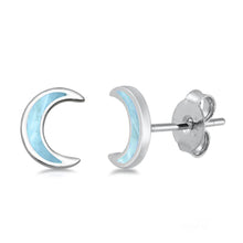 Load image into Gallery viewer, Sterling Silver Natural Larimar Half Moon Stud Earrings - silverdepot