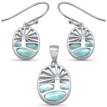 Load image into Gallery viewer, Sterling Silver Lighthouse Natural Larimar Earring And Pendant Set