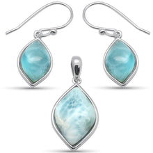 Load image into Gallery viewer, Sterling Silver Marquee Natural Larimar Earring And Pendant Set