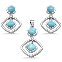 Load image into Gallery viewer, Sterling Silver Natural Larimar Dangling Pendant and Earring Set