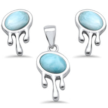 Load image into Gallery viewer, Sterling Silver Oval Natural Larimar Jellyfish Pendant and Earring Set
