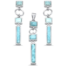 Load image into Gallery viewer, Sterling Silver Multi Shape Natural Larimar Dangling Pendant and Earring Set