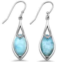 Load image into Gallery viewer, Sterling Silver Marquise Natural Larimar Drop Earrings-1.5inch