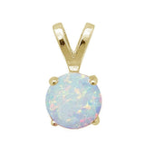 Sterling Silver Yellow Gold Plated Round White Opal Pendant