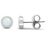 Sterling Silver White Lab Opal Earring