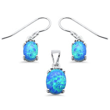 Load image into Gallery viewer, Sterling Silver Pear Shape Blue Opal And Amethyst Pendant And Earring Set