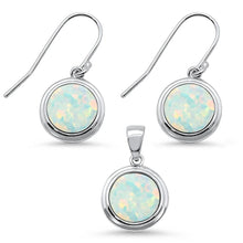 Load image into Gallery viewer, Sterling Silver Round White Opal Pendant And Earring Set
