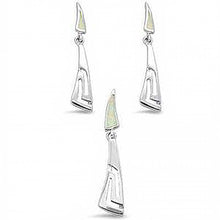 Load image into Gallery viewer, Sterling Silver White Opal Filigree Dangling Earring and Pendant Set