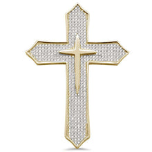 Load image into Gallery viewer, Sterling Silver Yellow Gold Plated Micro Pave Cubic Zirconia Cross Pendant
