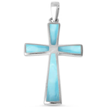 Load image into Gallery viewer, Sterling Silver Natural Larimar Cross Pendant