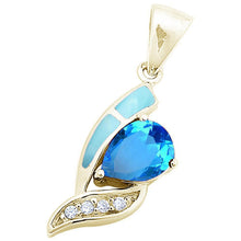 Load image into Gallery viewer, Sterling Silver Yellow Gold Plated Natural Larimar and Blue Topaz Pendant