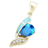 Sterling Silver Yellow Gold Plated Natural Larimar and Blue Topaz Pendant