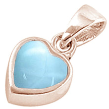 Load image into Gallery viewer, Sterling Silver Rose Gold Plated Natural Larimar Cute Heart Charm Pendant