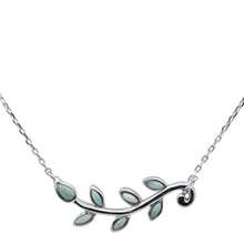 Load image into Gallery viewer, Sterling Silver Natural Larimar Olive Branch Leaf Design Pendant Necklace
