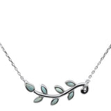 Sterling Silver Natural Larimar Olive Branch Leaf Design Pendant Necklace