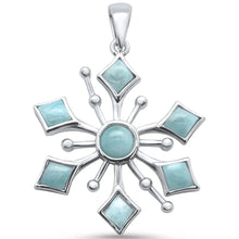 Load image into Gallery viewer, Sterling Silver Round Natural Larimar Snowflake Design Pendant