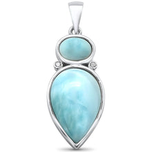 Load image into Gallery viewer, Sterling Silver Natural Larimar and Cubic Zirconia Pendant