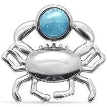 Load image into Gallery viewer, Sterling Silver Natural Round Larimar Crab Pendant