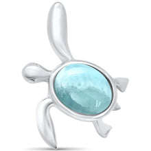 Load image into Gallery viewer, Sterling Silver Natural Oval Larimar Turtle Pendant