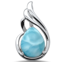 Load image into Gallery viewer, Sterling Silver Pear Shape Natural Larimar Pendant-Length-0.75inch