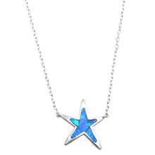 Load image into Gallery viewer, Sterling Silver Blue Opal Starfish Silver Pendant NecklaceAndWidth 14mm