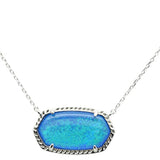 Sterling Silver New Blue Opal Pendant Necklace