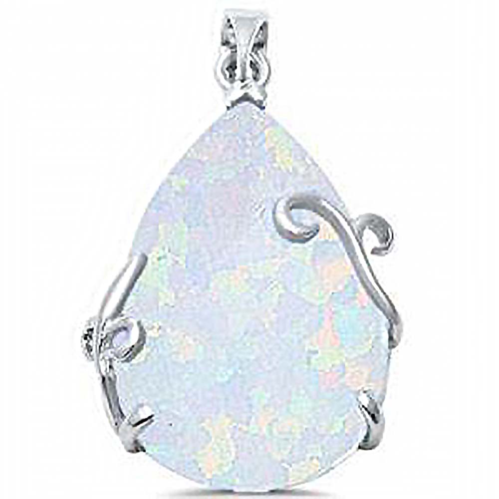 Sterling Silver White Opal Teardrop Pendant