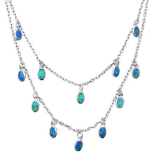 Load image into Gallery viewer, Sterling Silver waterfalls Blue Lab Opal Necklace
