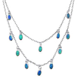 Sterling Silver waterfalls Blue Lab Opal Necklace