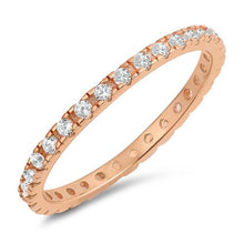 Load image into Gallery viewer, Sterling Silver Rose Gold Plated White CZ Eternity Band Ring