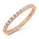 Sterling Silver Rose Gold Plated White CZ Eternity Band Ring